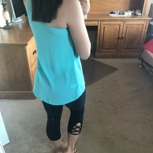 Tiffany blue, high-low, razor back top
